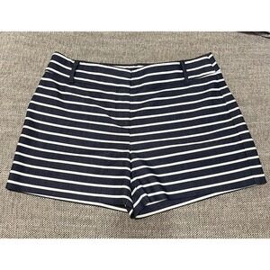 LOFT Striped Shorts Navy White Flat Front Women's Size 2 Casual Summer